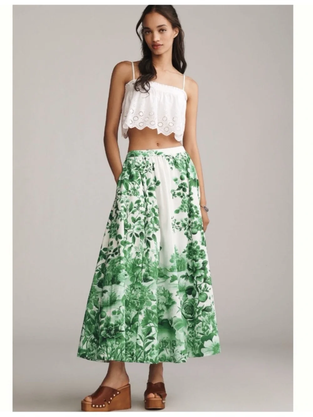 NEW Anthropologie Maeve The Jacie Poplin A-Line Floral Scenic Maxi Skirt, S - Picture 3 of 14